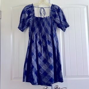 VGUC Hill House Athena Nap Dress Mini Navy Blue and Silver Check Print